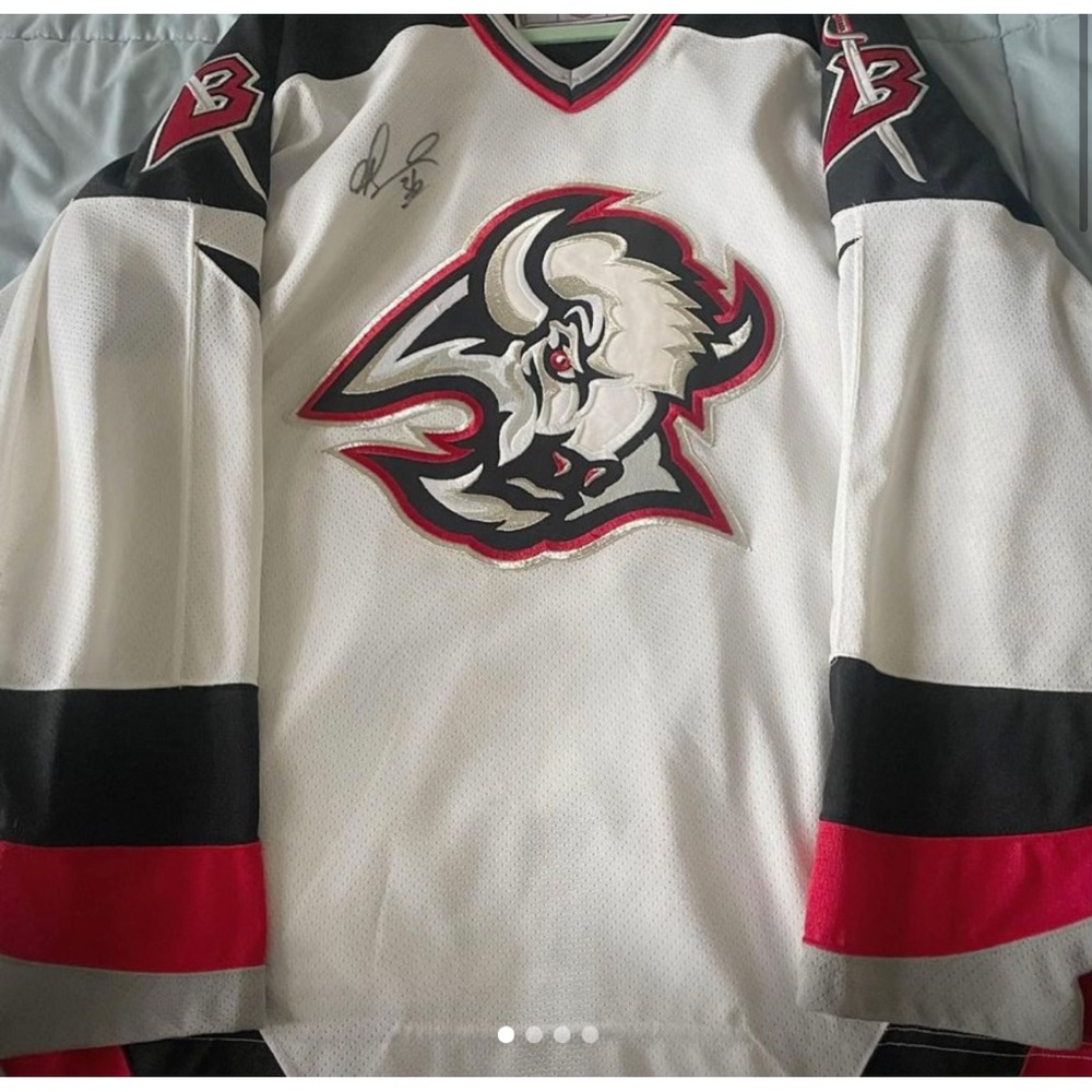 Vintage Sabres Goathead 90s Jersey Signed by Barnaby